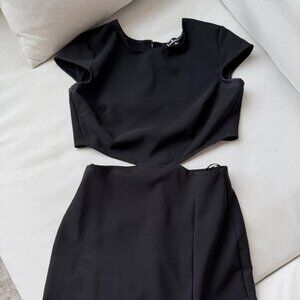 Black Tie Dress | Cut out Sides | Prom Dress | Black Formal Long Dress with Slit